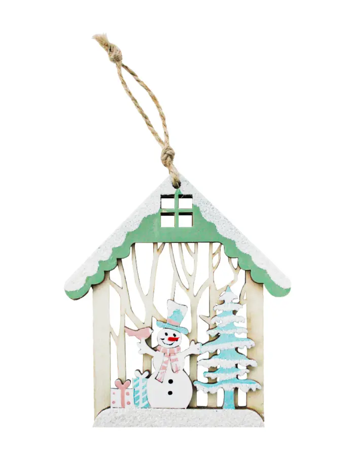 Santa Claus de Madera Verde con 12 Casas Colgantes - Image 9