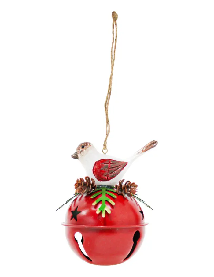 Cascabel Rojo con Pájaro y Pick Navideño
