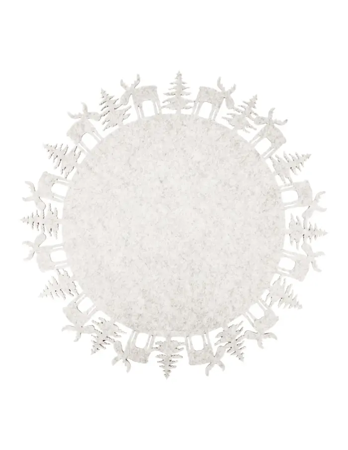 Mantel Blanco con Orilla de Renos y Pinos