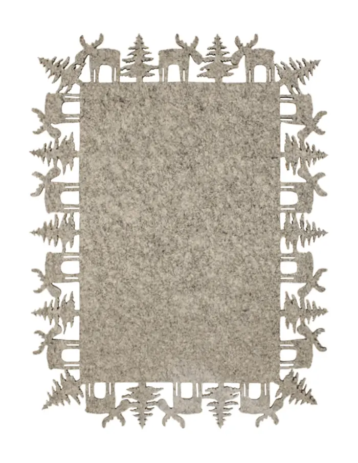 Mantel Beige con Orilla de Renos y Pinos