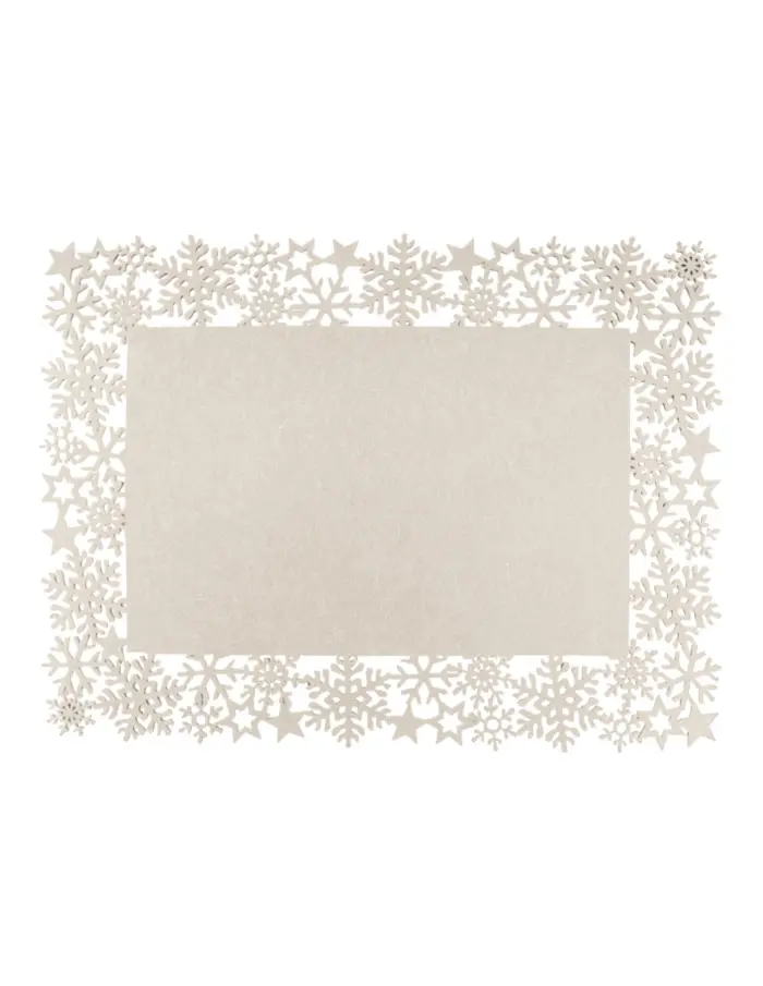 Mantel Beige con Orilla de Copos de Nieve