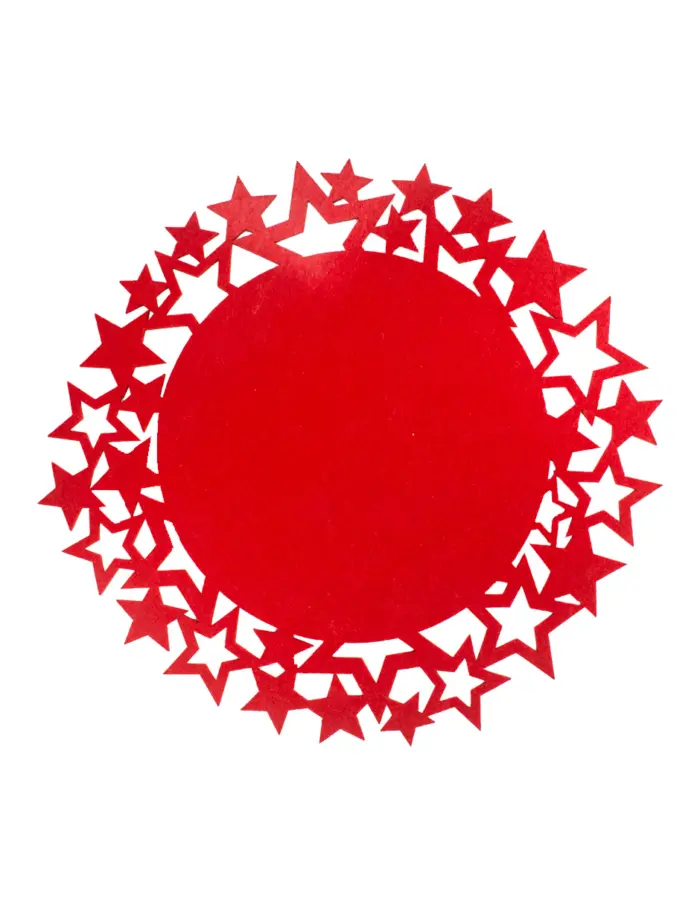 Mantel de Fieltro Rojo con Orilla de Estrellas