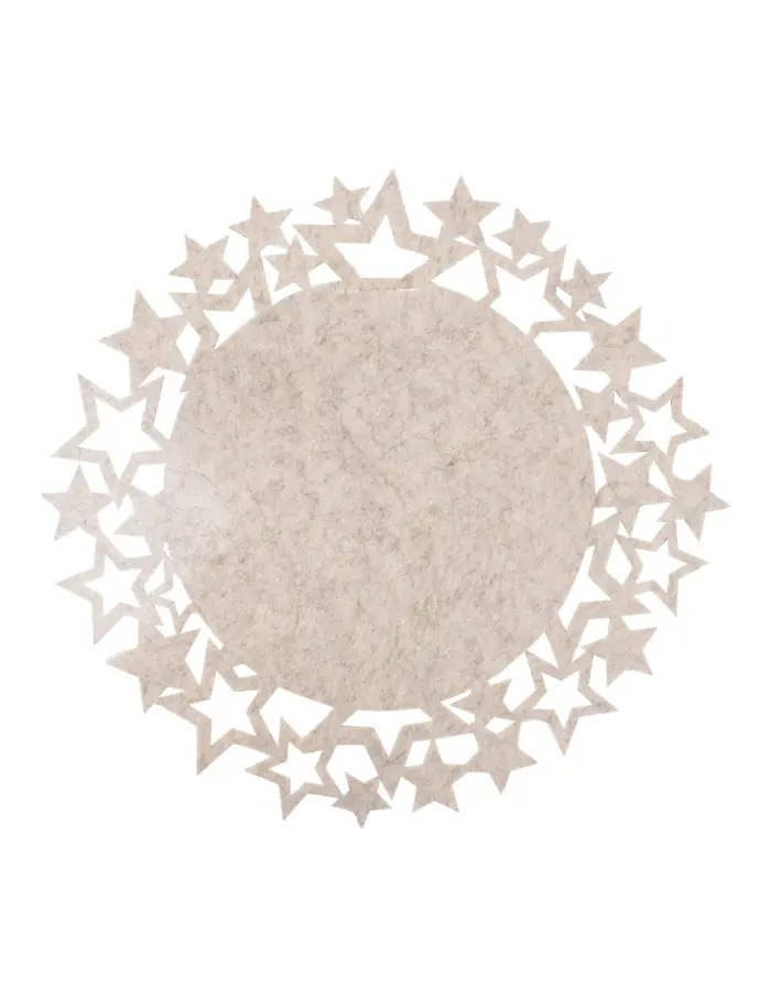 Mantel de Fieltro Beige con Orilla de Estrellas
