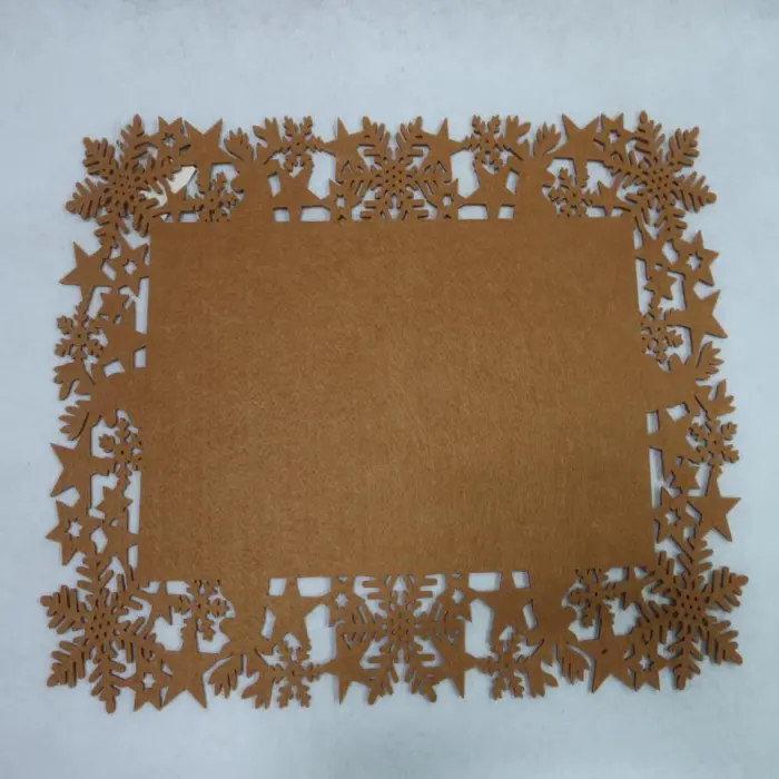 Mantel Café con Orilla de Copos de Nieve y Estrellas
