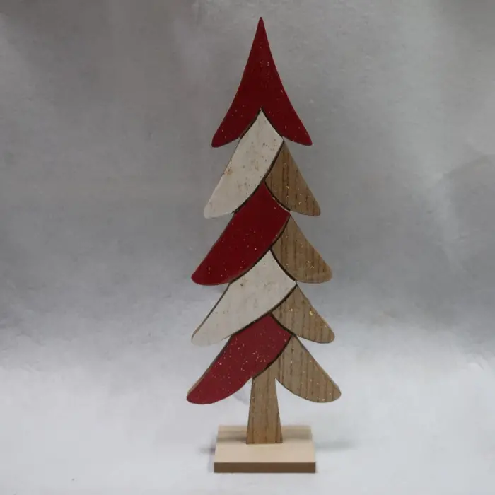 Árbol de Madera Natural, Blanca y Roja