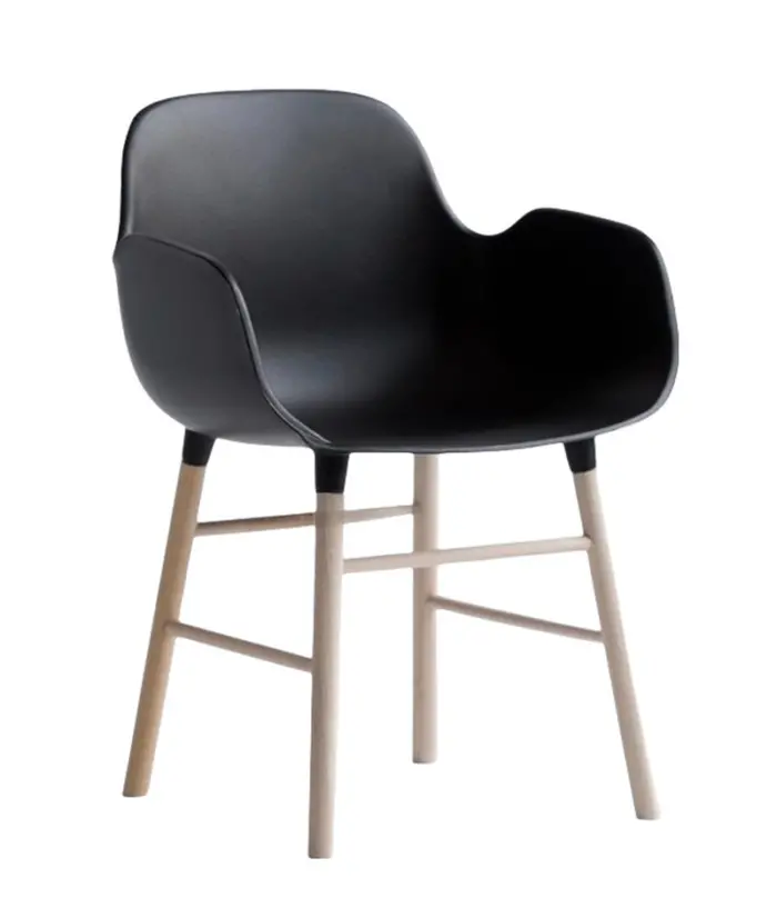 Mini Silla Negra con Patas de Madera