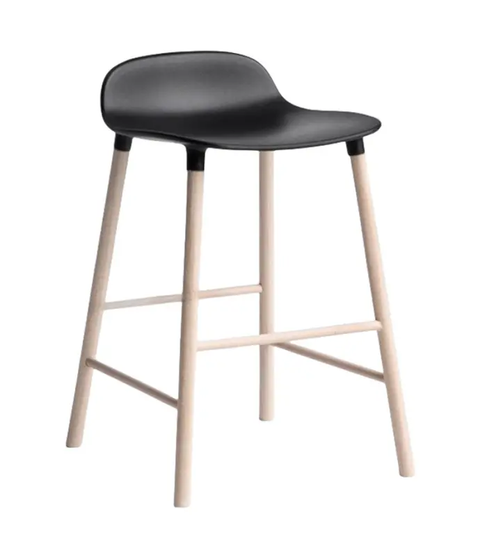 Mini Banco Negro con Patas de Madera