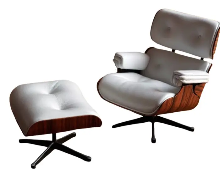 Mini Sillón Eames Blanco con Otomán
