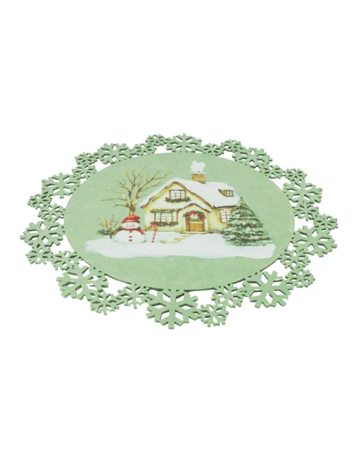 Mantel Verde Diseño Muñeco de Nieve - Image 2