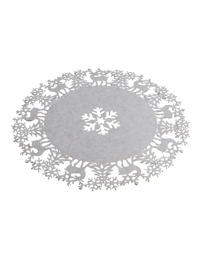 Mantel Beige con Ciervos y Copos Navideños - Image 2