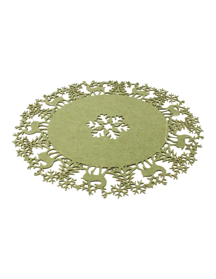 Mantel Verde con Ciervos y Copos Navideños - Image 2