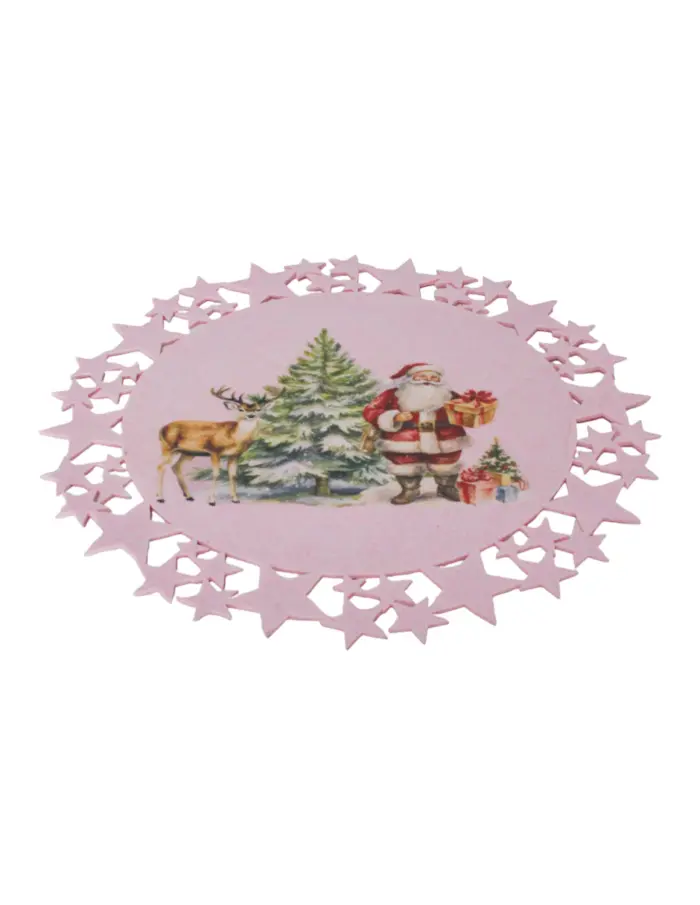 Mantel Rosa Estampado Santa con Regalos - Image 2
