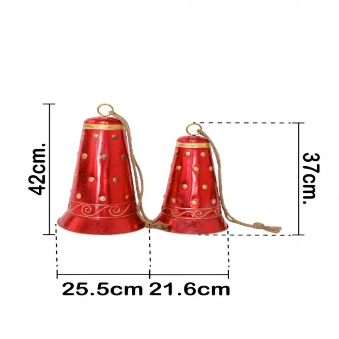 Juego de 2 Campanas Rojas con Dorado - Image 3