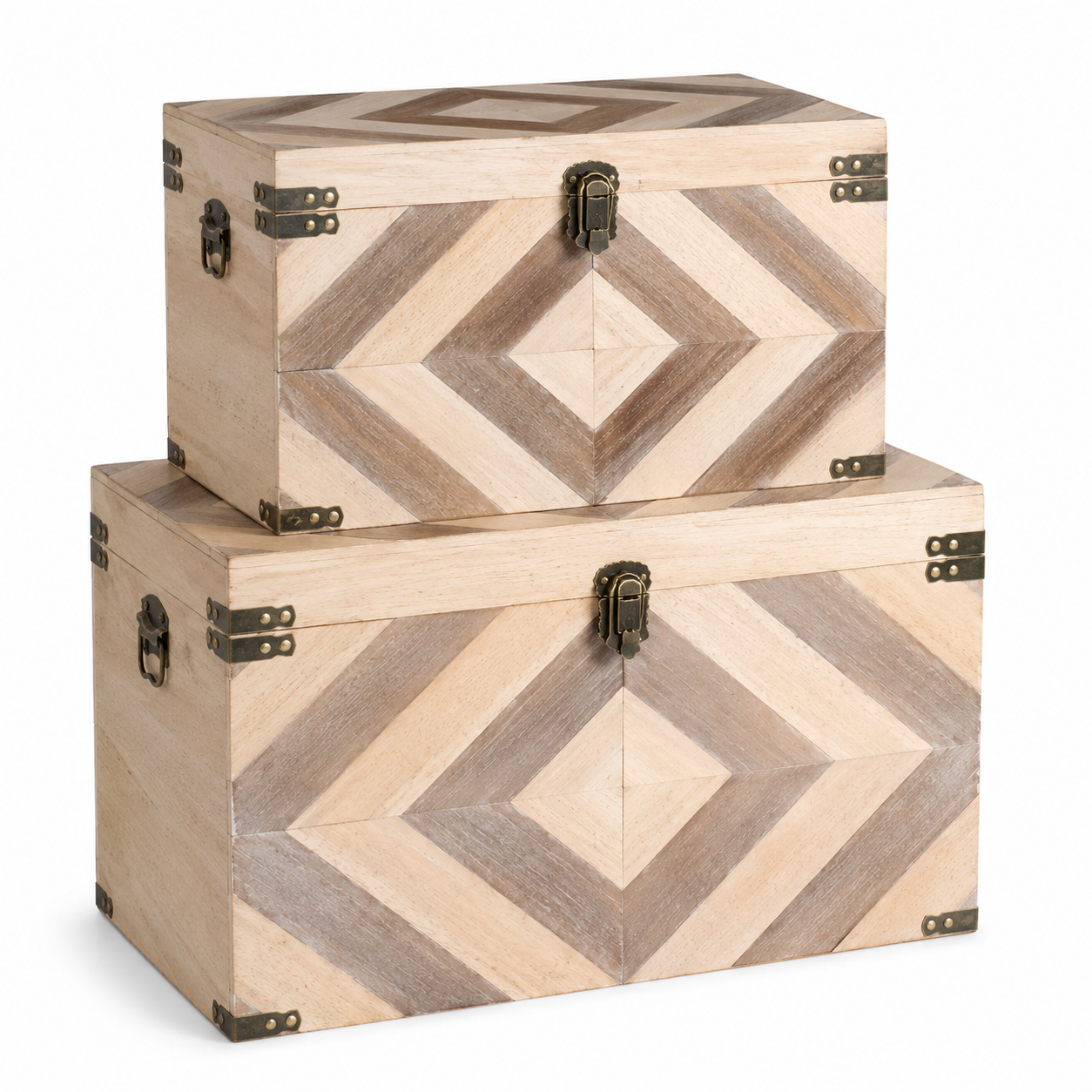 Set de 2 Baúles Rombos Tonos Naturales