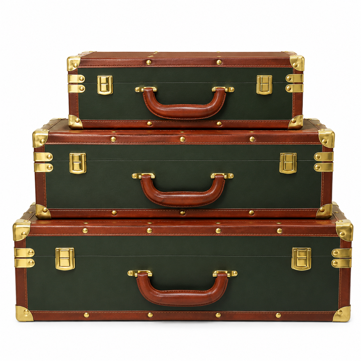Set de 3 Maletas Vintage Verde Olivo