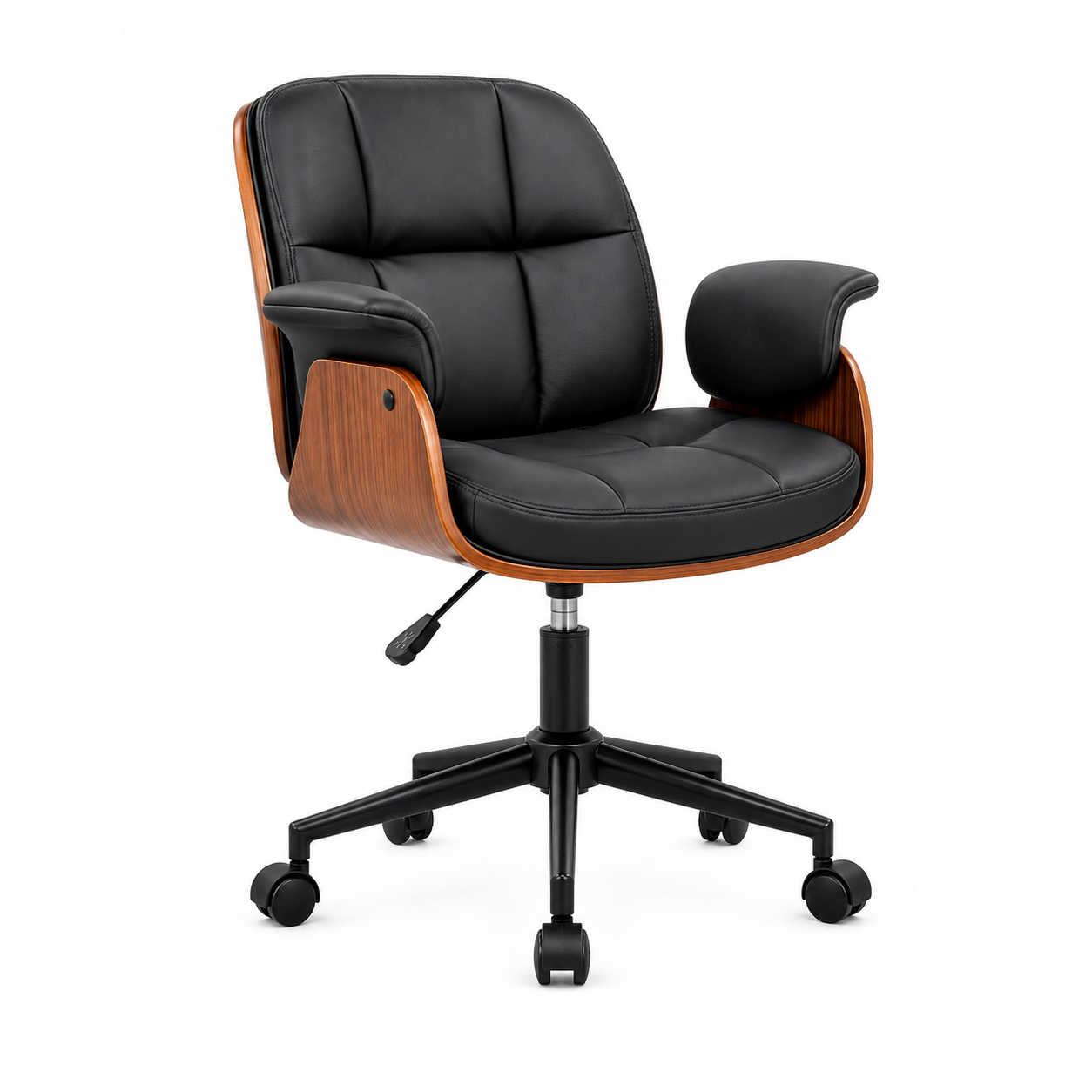 Silla de Escritorio Tipo Eames de Nogal y Vinipiel Elegante Galerías el Triunfo