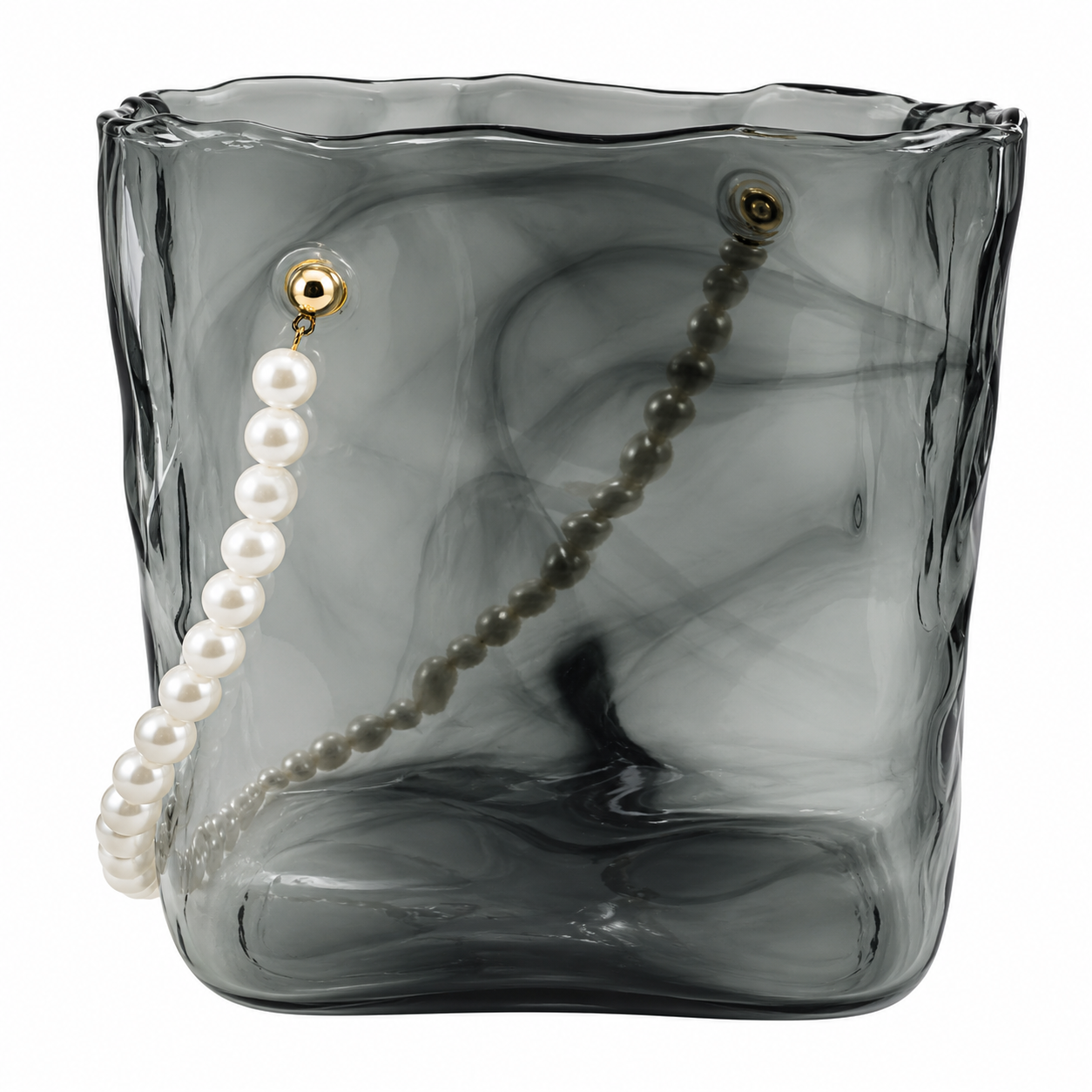 Florero Gris Humo con Asa de Perlas – Galerías el Triunfo