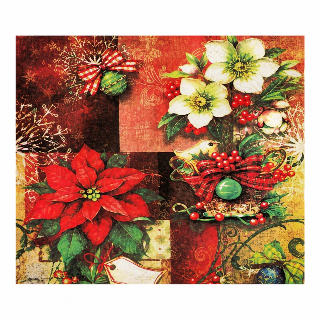 Set de 16 Servilletas “Nochebuena y Flores de Invierno” – Galerías el Triunfo