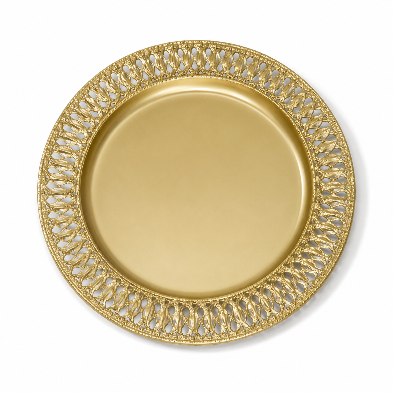 Bajo Plato Trenzado de Rombos Dorados - Galerías el Triunfo