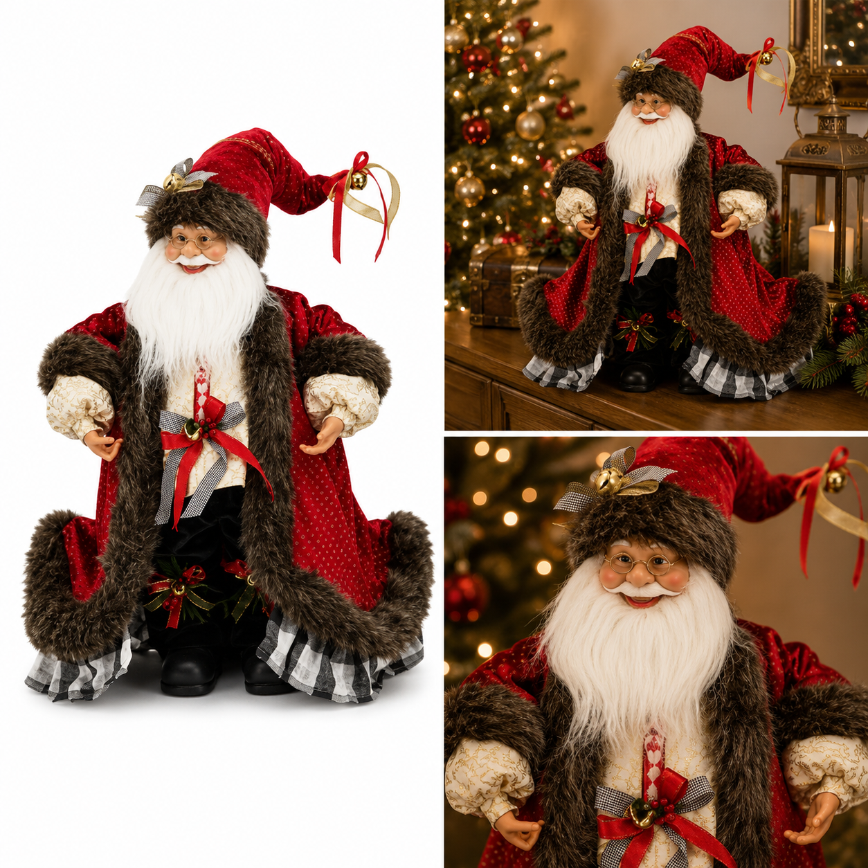 Santa Claus con Abrigo de Terciopelo y Pergamino - Galerías el Triunfo