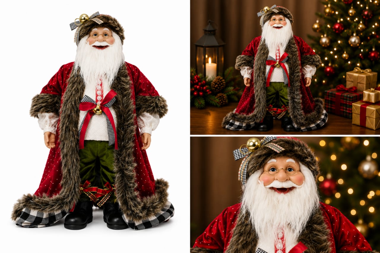 Santa con Capa Roja y Ribete de Peluche – Galerías el Triunfo