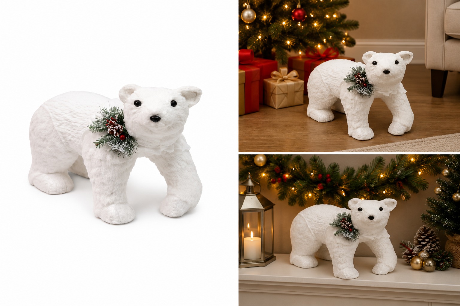 Oso Polar de Peluche con Moño de Bayas – Galerías el Triunfo