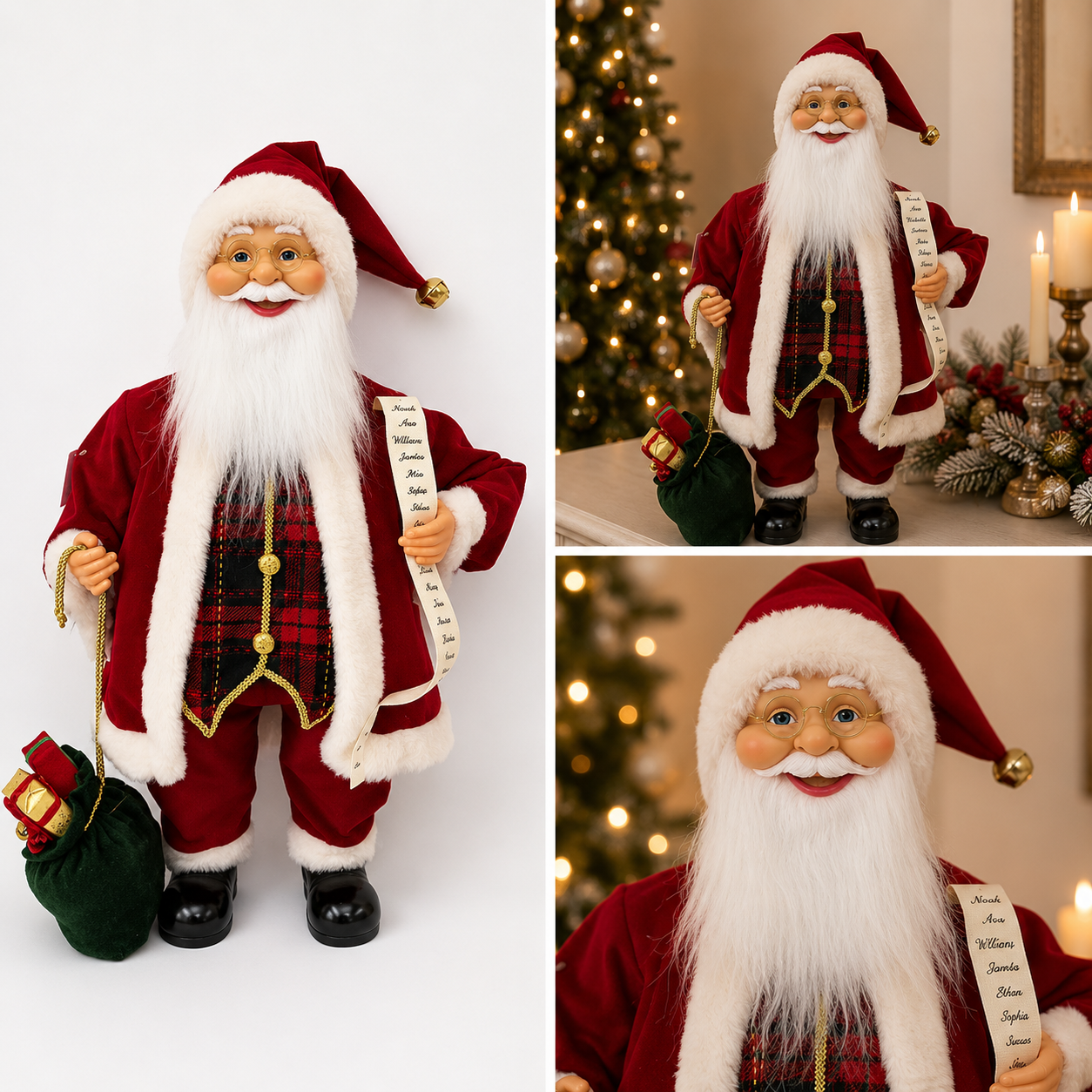 Santa Claus con Lista de Deseos y Costal - Galerías el Triunfo