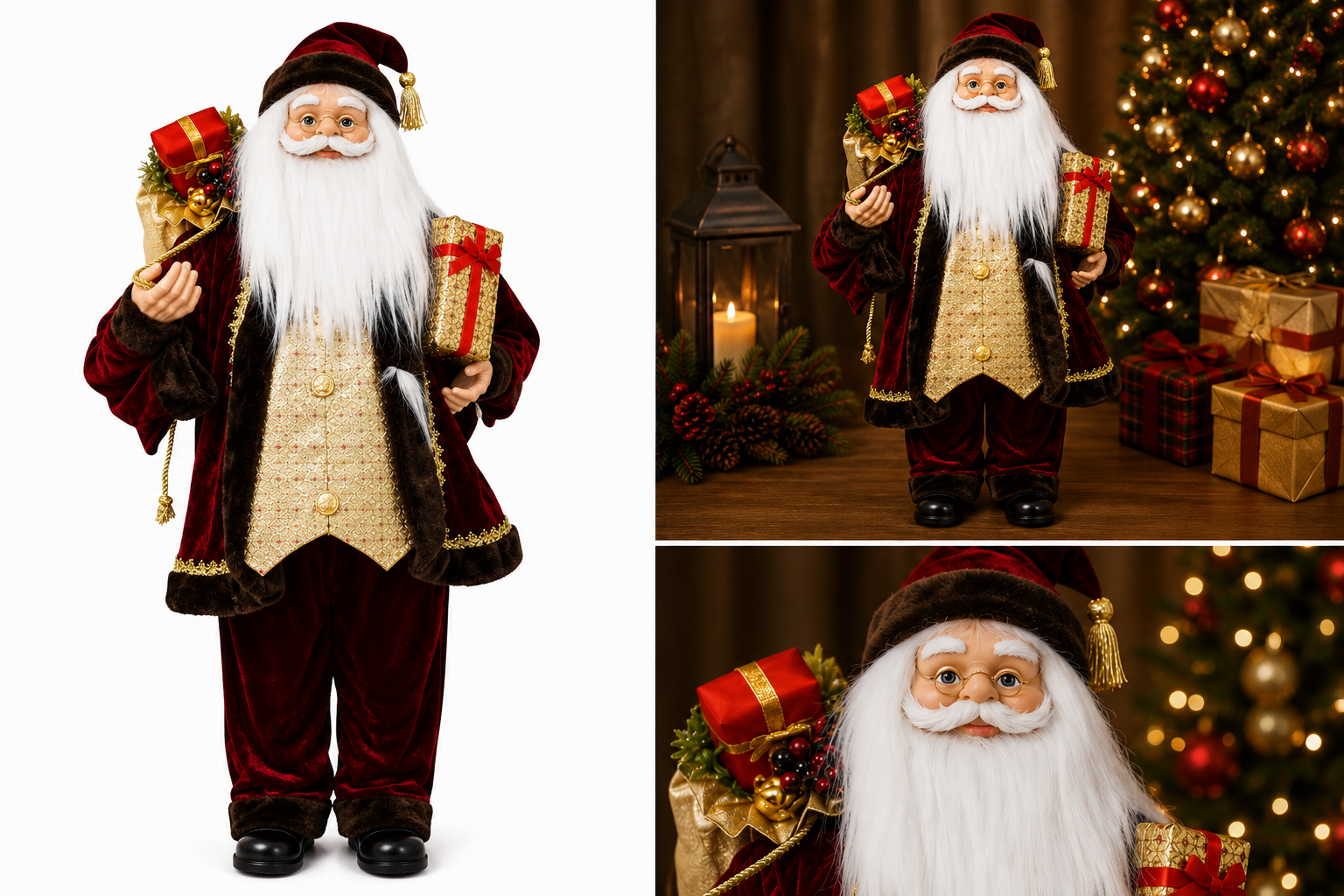 Santa Claus de Terciopelo Vino y Oro - Galerías el Triunfo
