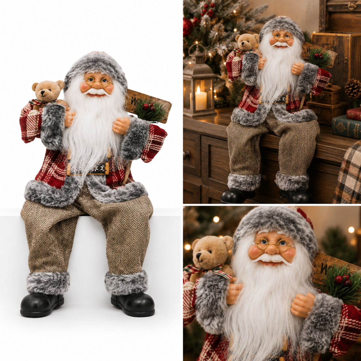 Santa con Osito de Peluche y Pantalón de Espiguilla - Galerías el Triunfo
