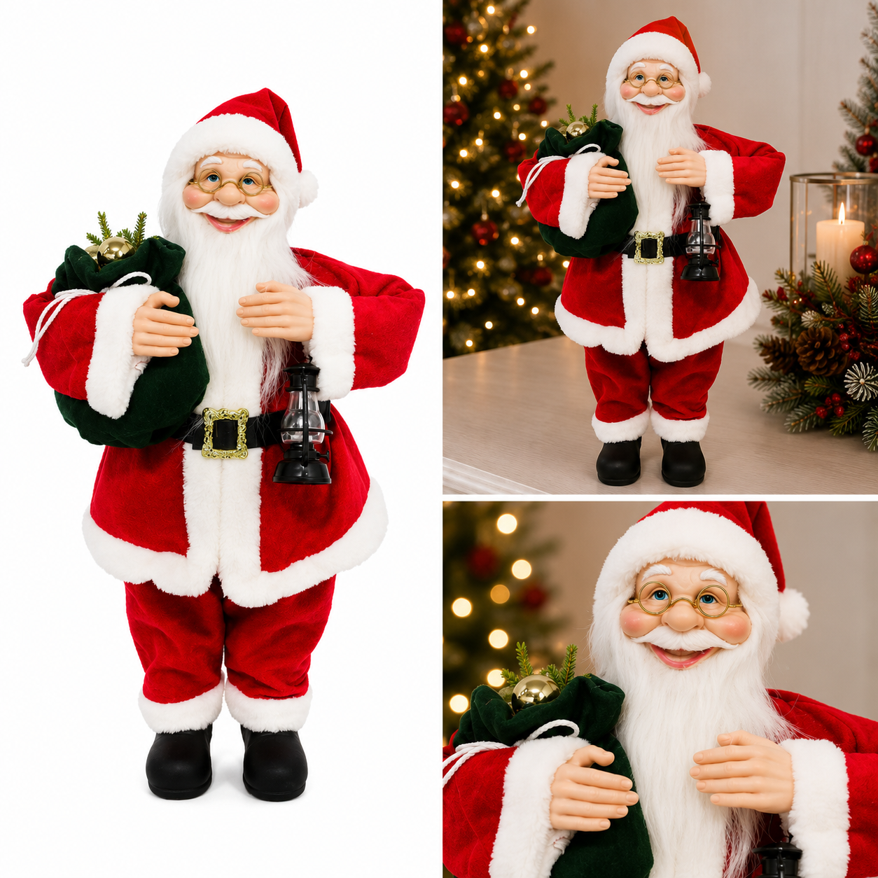 Santa Claus con Traje Tradicional y Saco Verde - Galerías el Triunfo