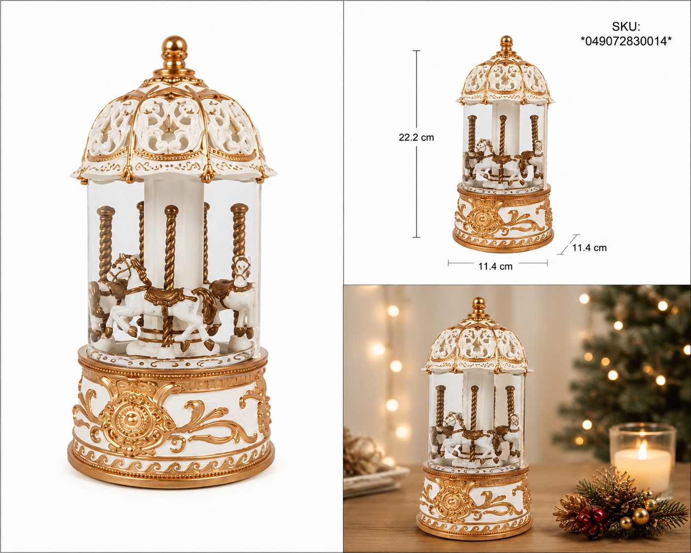 Carrusel Navideño con Caballitos, Brillos y Luz LED – Galerías el Triunfo