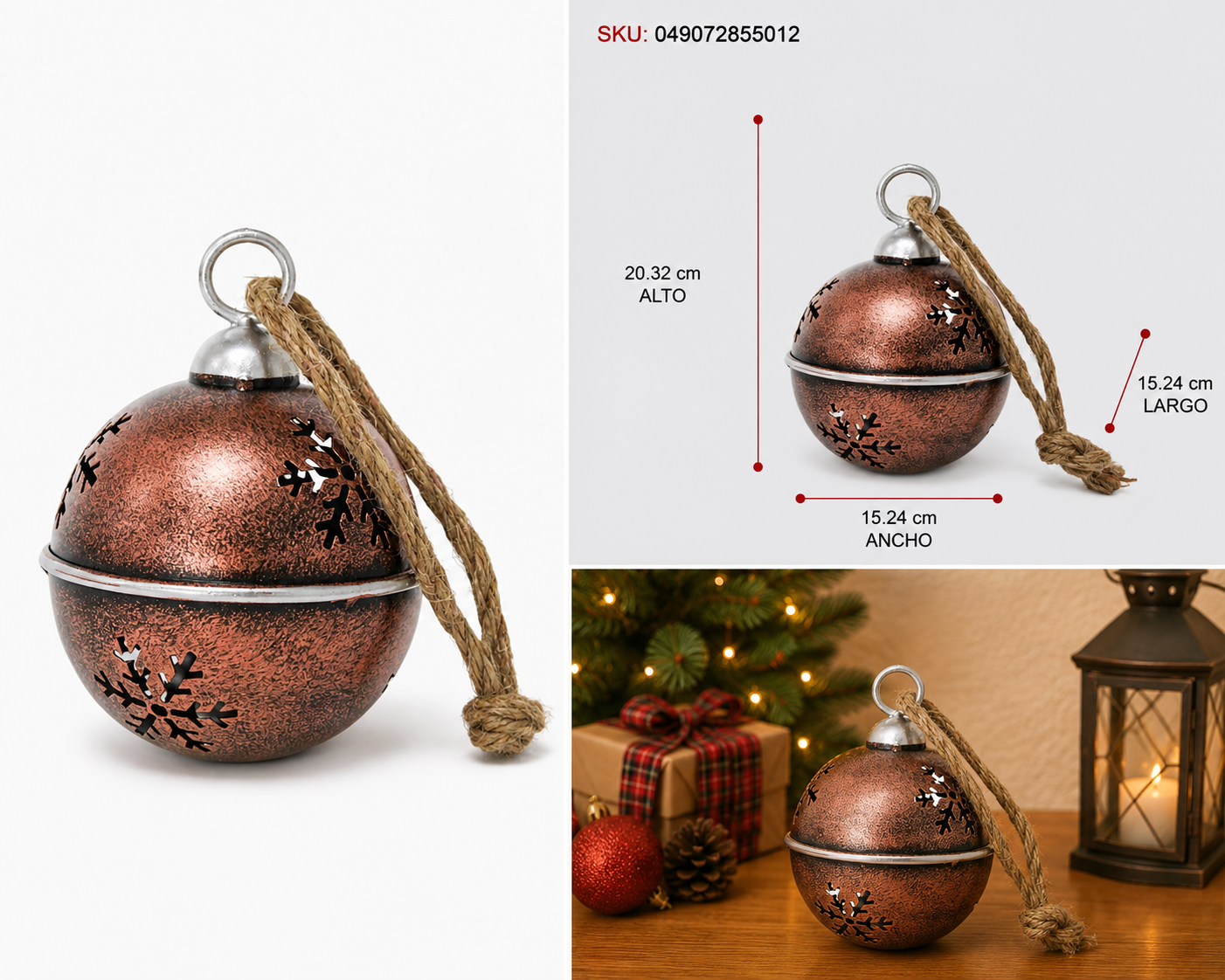 Cascabel Cobre Vintage con Copos de Nieve Calados – Galerías el Triunfo