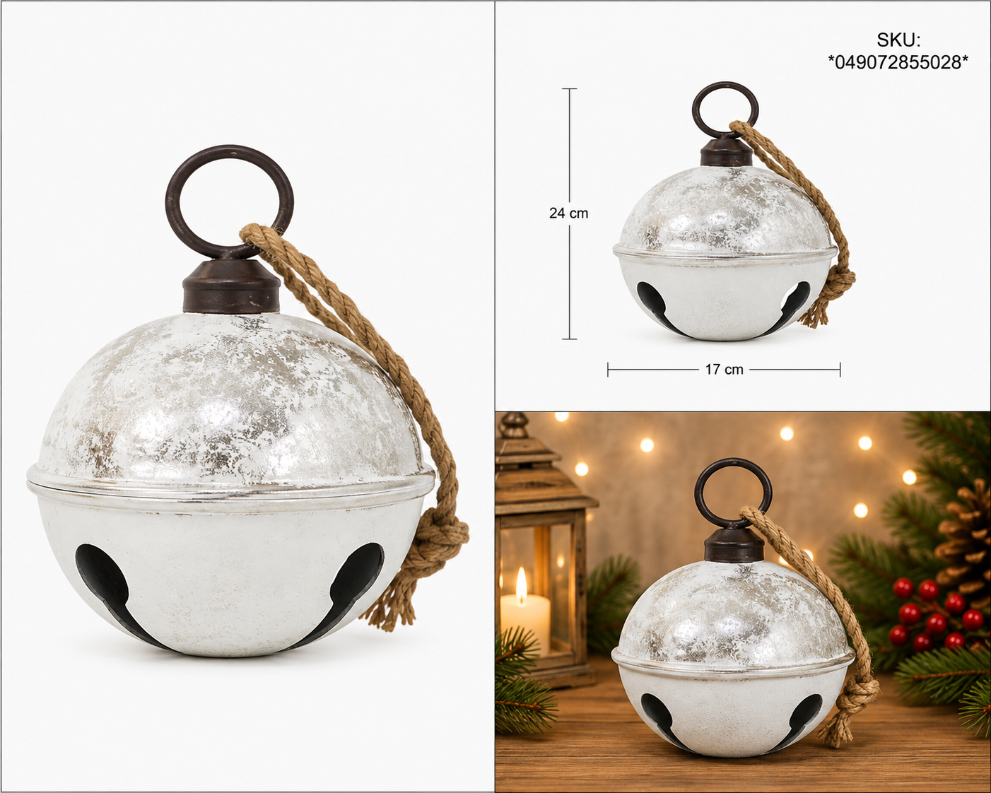 Cascabel Navideño Plateado Grabado de Copos – Galerías el Triunfo
