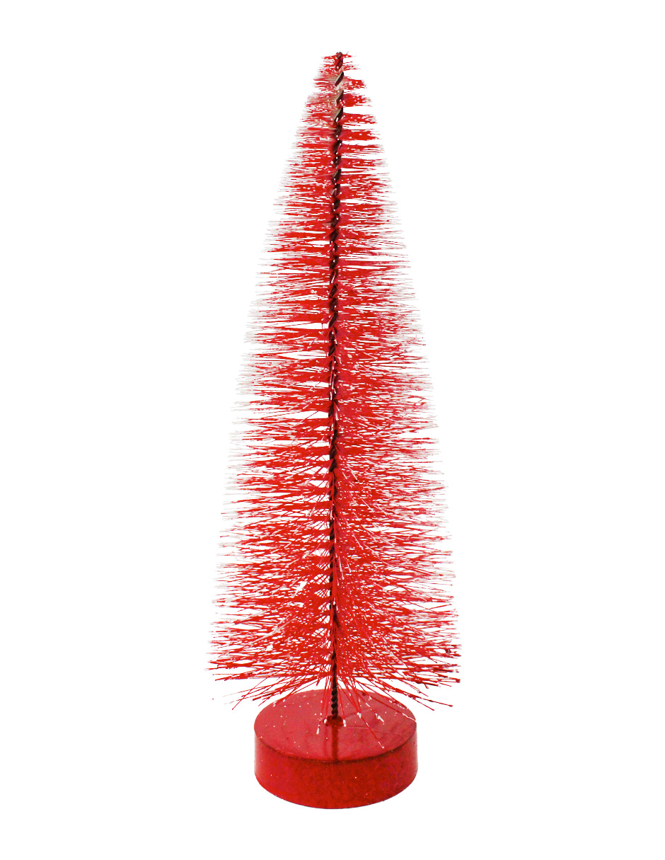 Mini Árbol Escobillón Nevado Rojo - Galerías el Triunfo