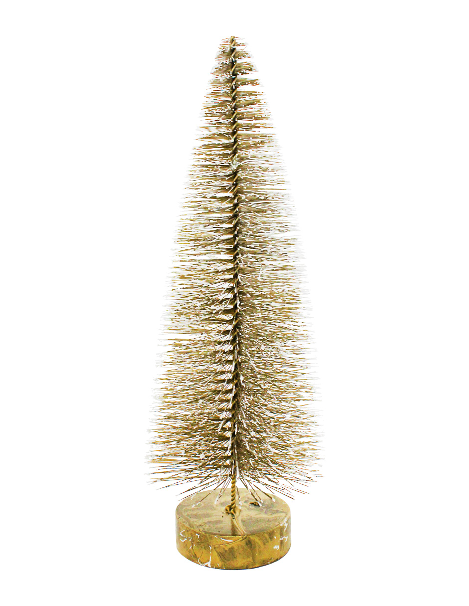 Mini Árbol Escobillón Nevado Dorado - Galerías el Triunfo