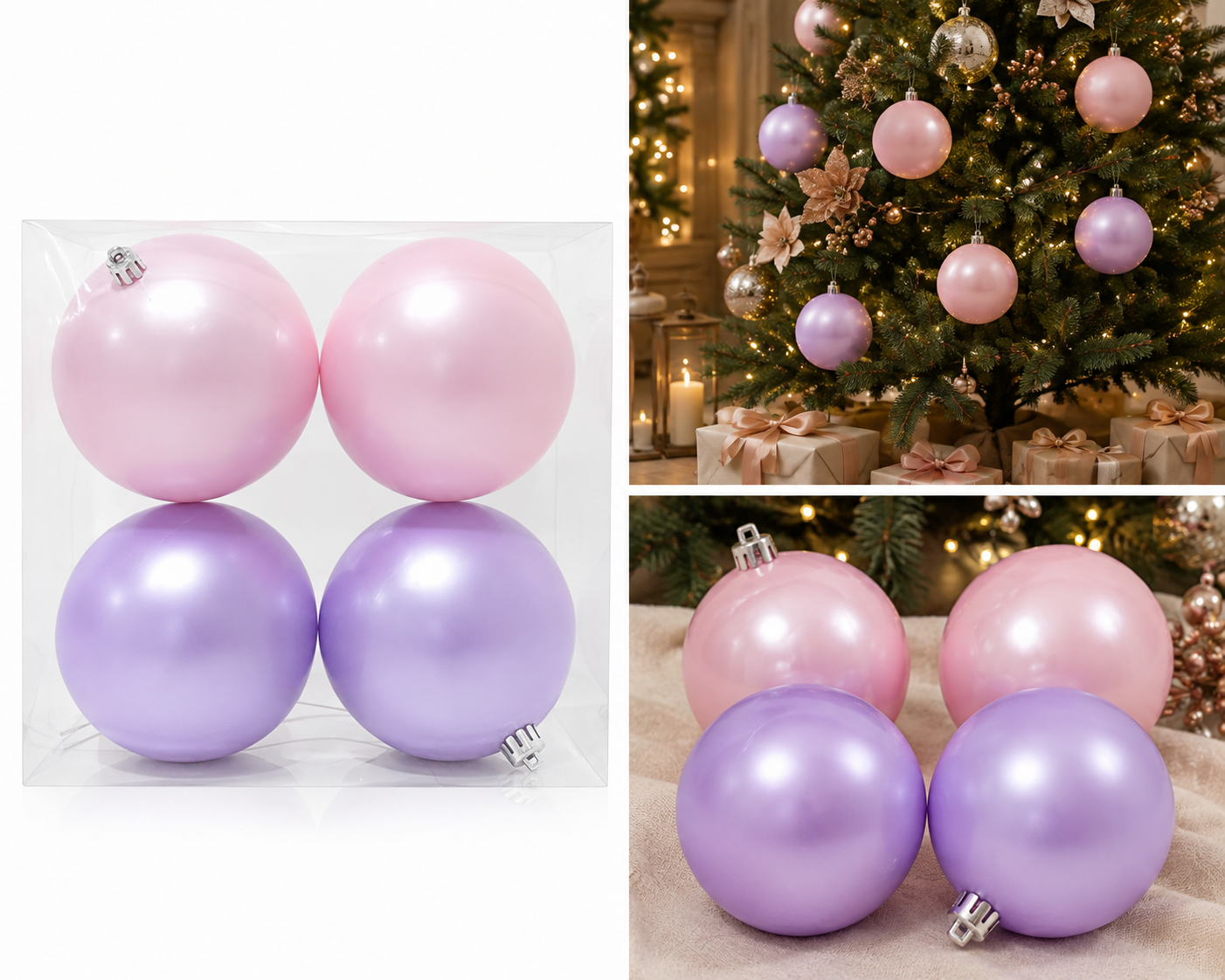 Set de 4 Esferas Rosa y Morado Mate - Galerías el Triunfo