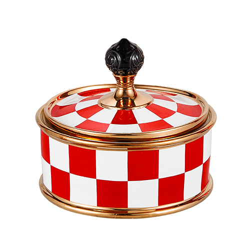Alhajero de Porcelana "Ajedrez Carmesí" - Galerías el Triunfo