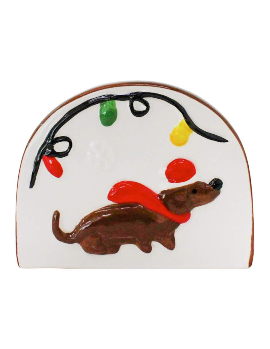 Servilletero de Arco Dachshund Navideño - Galerías el Triunfo