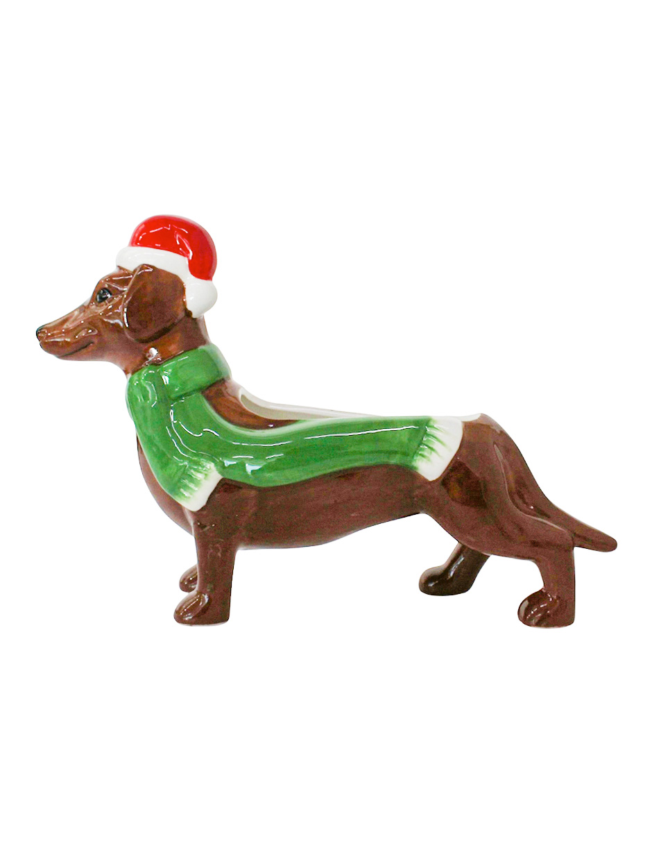 Maceta de Mesa Dachshund Navideño - Galerías el Triunfo