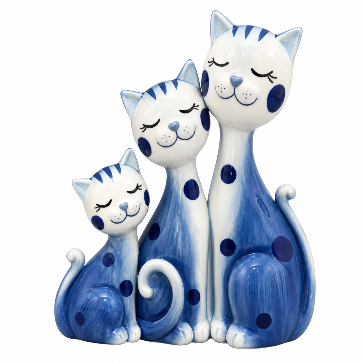 Escultura Familia de Gatos con Lunares Azul – Galerías el Triunfo