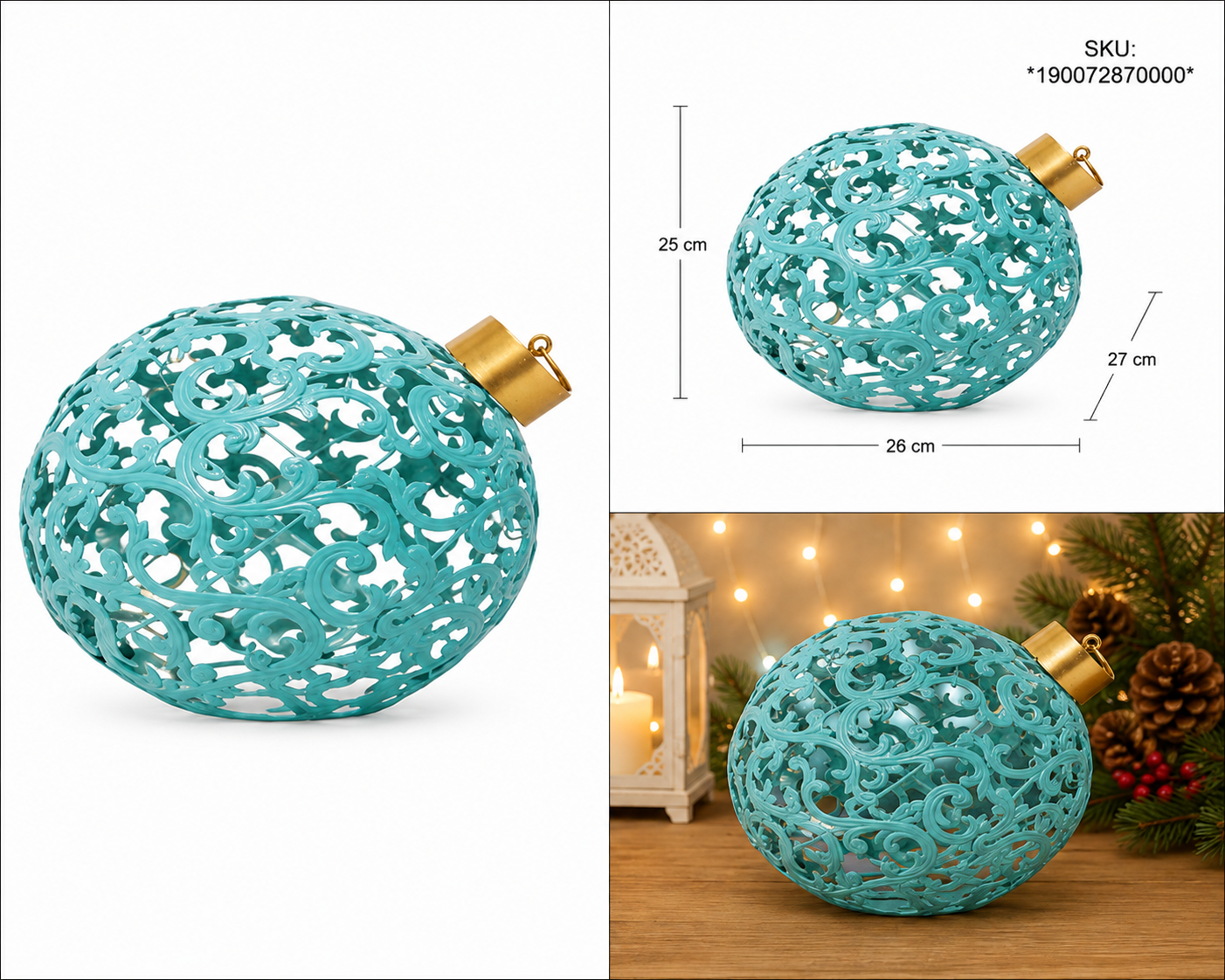 Esfera Calada Diseño de Filigrana Turquesa - Galerías el Triunfo