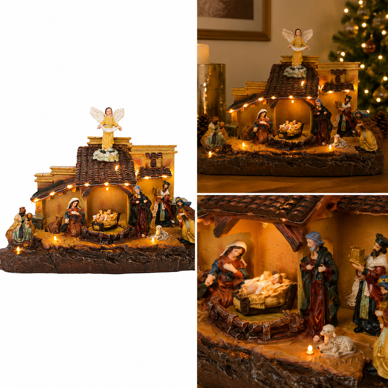 Nacimiento con Ángel y Luz LED - Galerías el Triunfo