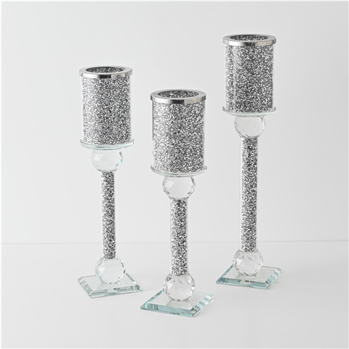 Set de 3 Candelabros Doble Fondo Escarchado - Galerías el Triunfo