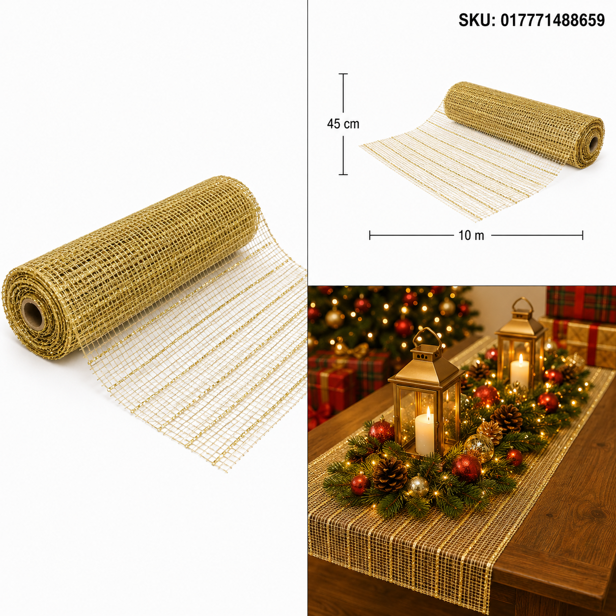 Rollo de Listón Malla Entramado Dorado – Galerías el Triunfo