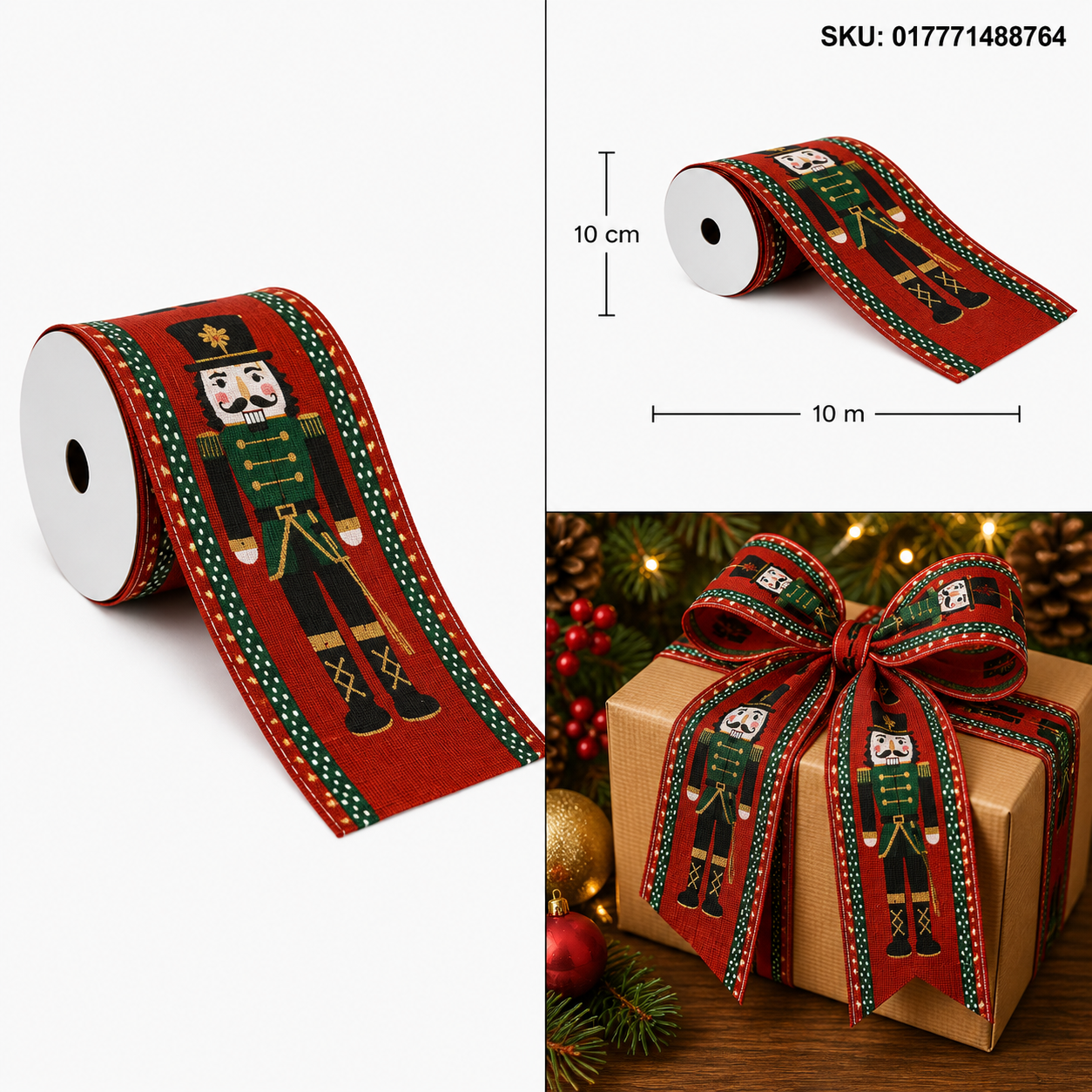 Listón Navideño Rojo con Cascanueces – Galerías el Triunfo