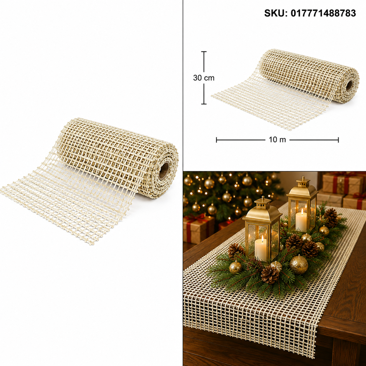 Rollo de Listón Malla Entramado Dorado – Galerías el Triunfo