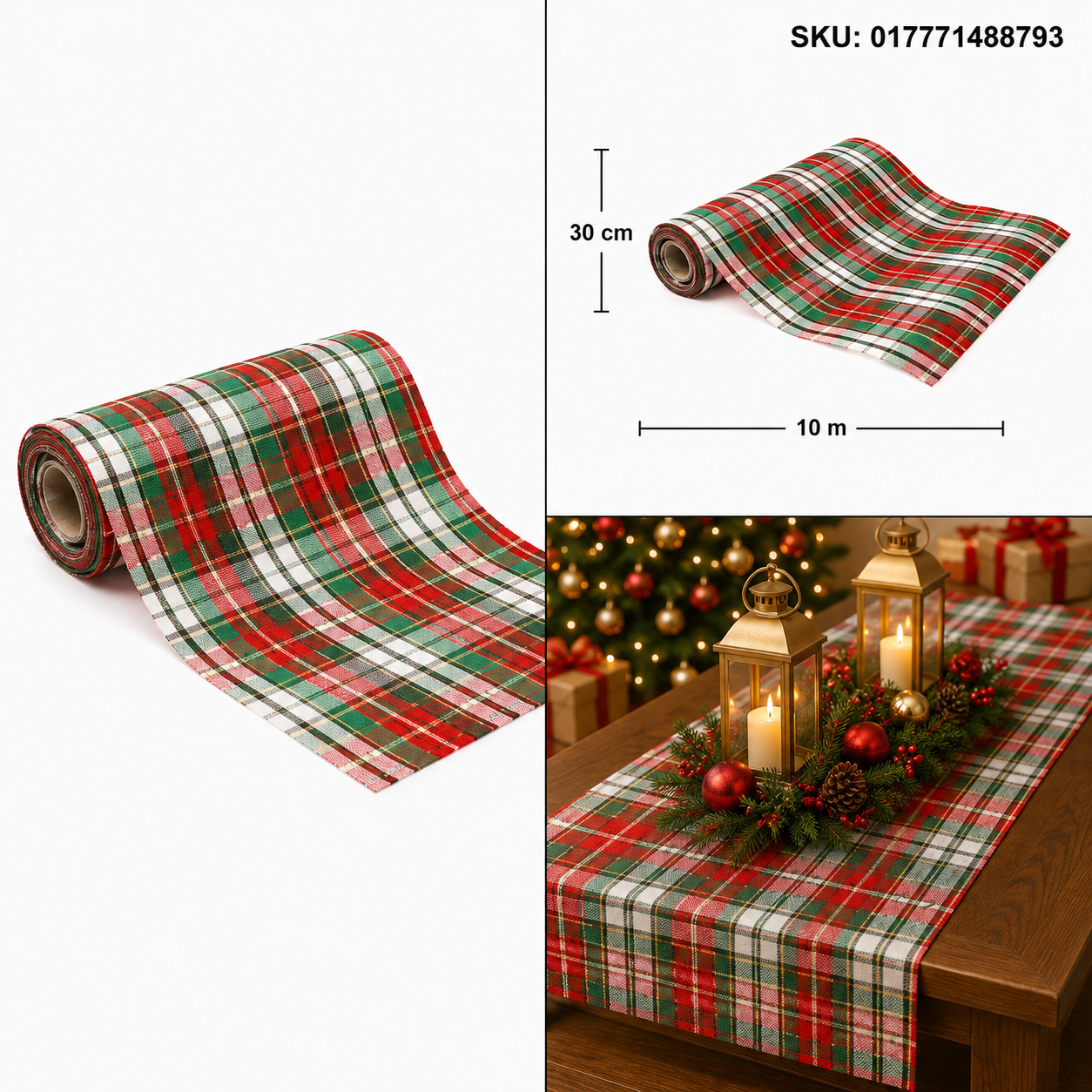 Rollo de Listón Escocés Verde con Rojo – Galerías el Triunfo