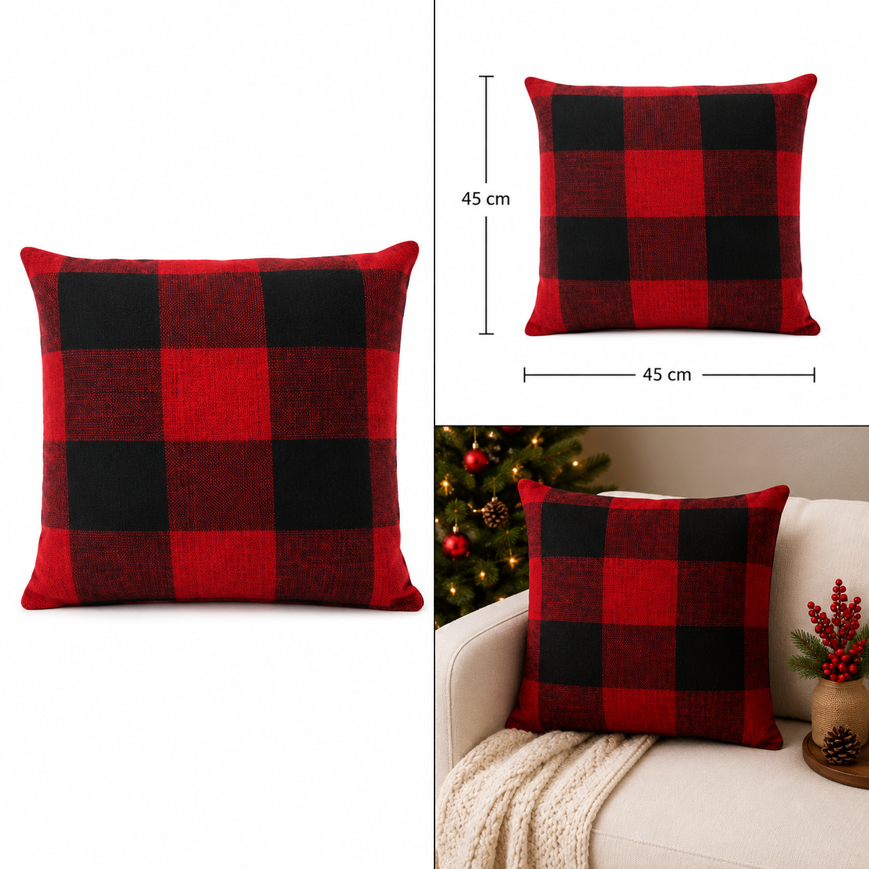 Funda para Cojín Escocesa Roja y Negra – Galerías el Triunfo