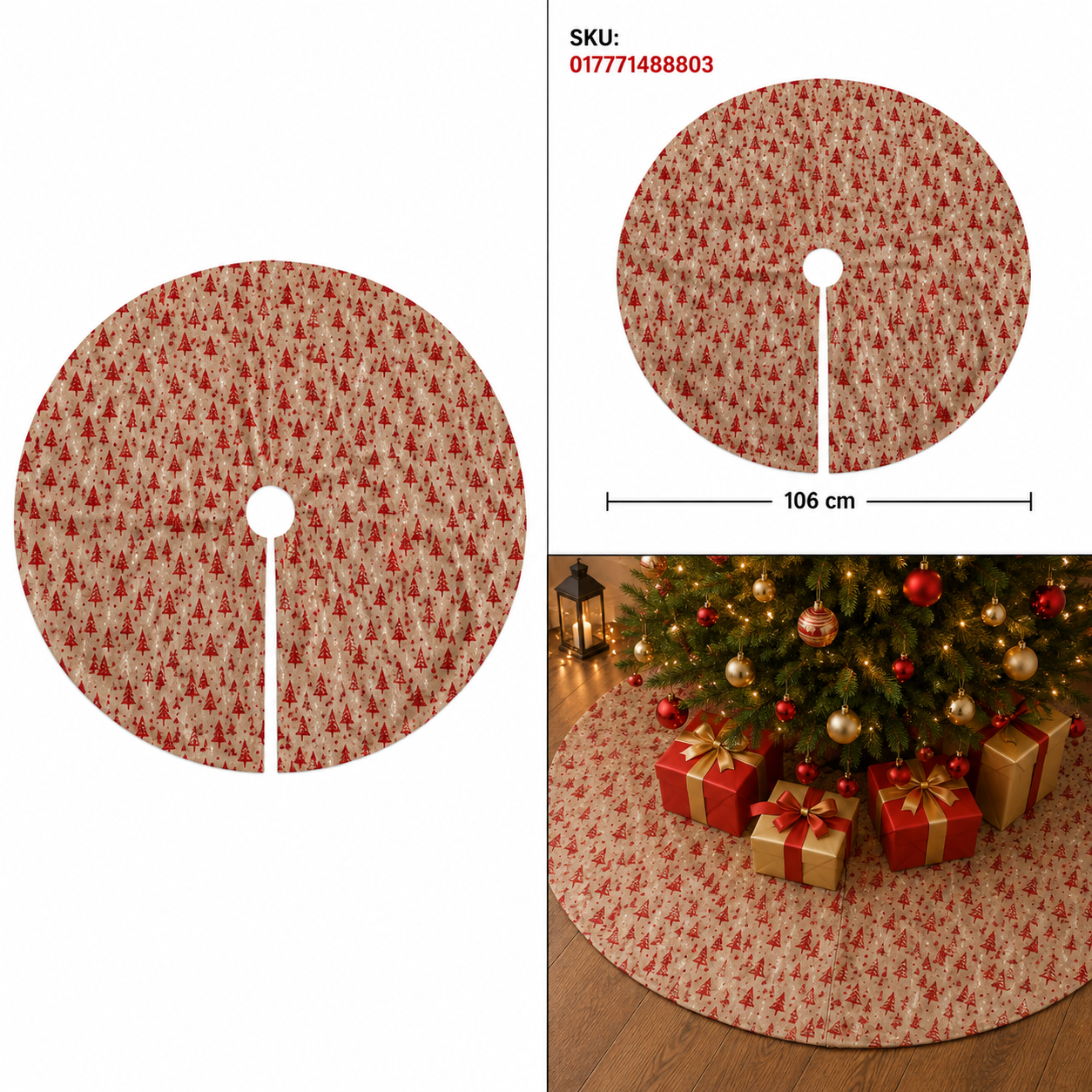 Falda para Árbol de Navidad Rojo con Copos – Galerías el Triunfo