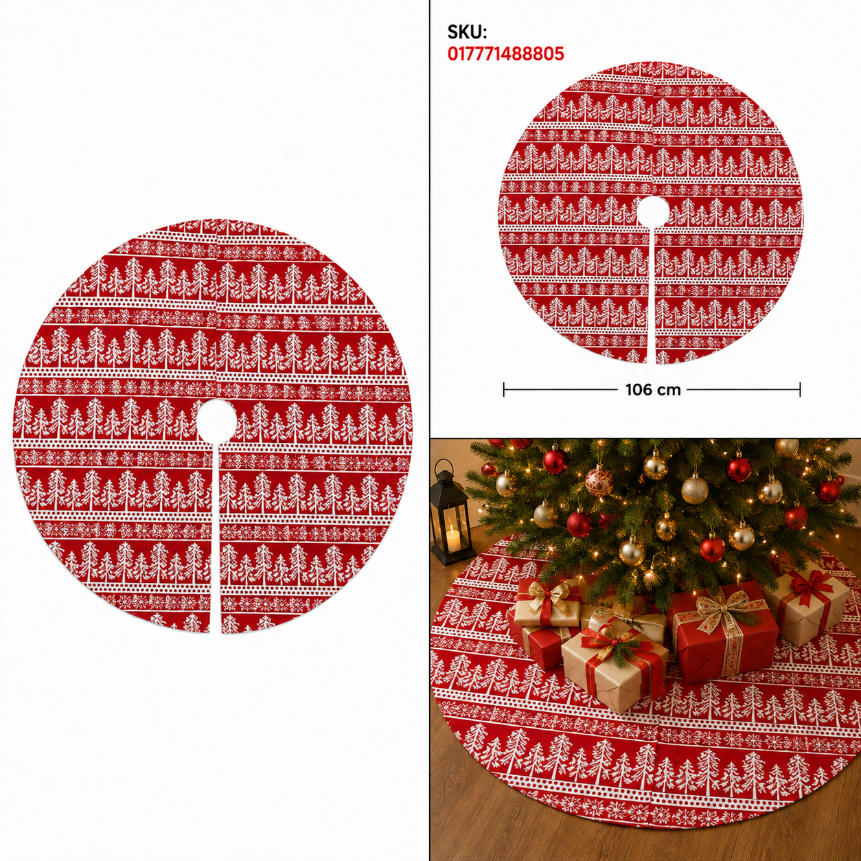 Falda para Árbol de Navidad Patrón de Pinos Blancos – Galerías el Triunfo